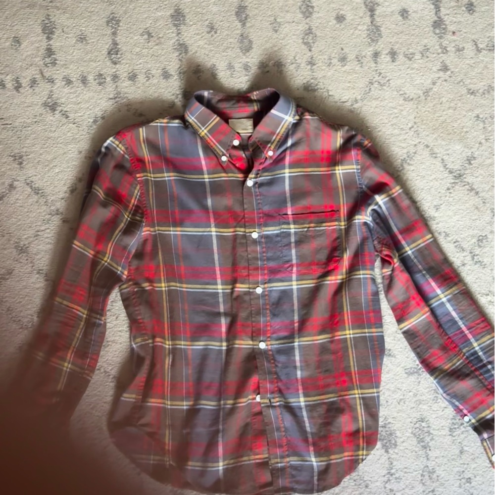 Band Of Outsiders Red and Brown Plaid Shirt
